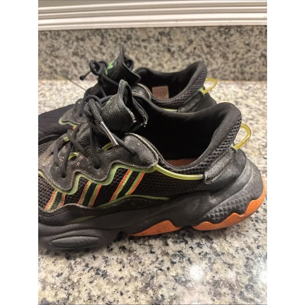 adidas Black Sneakers with Green and Orange Trim